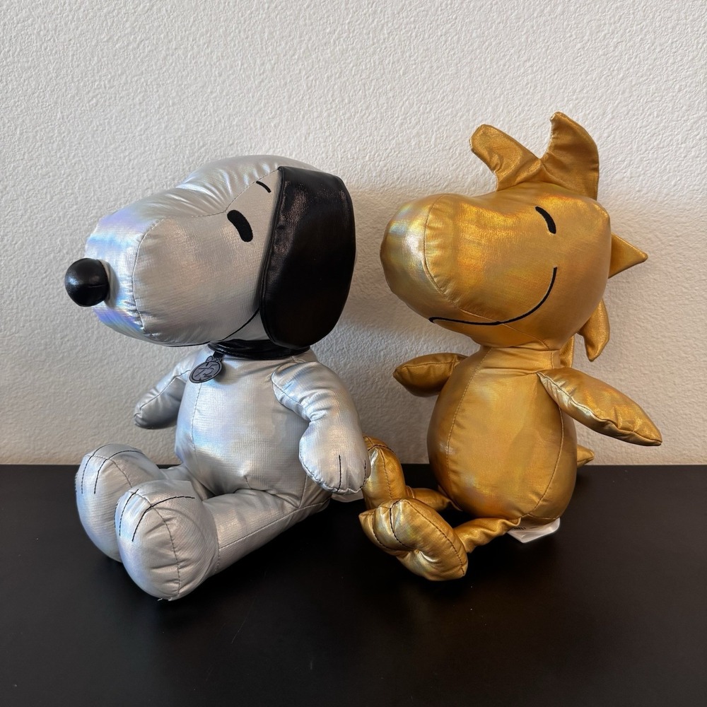 Peanuts Snoopy & Woodstock Metallic Plush Toy Set - Silver & Gold